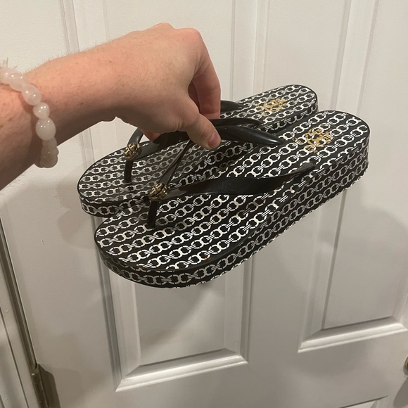 Tory Burch Shoes - Tory Burch Black & White Platform Sandals Womens Size 9.5